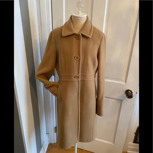 J. CREW Tan Wool Mid Length Dress Coat Woman's Size 8